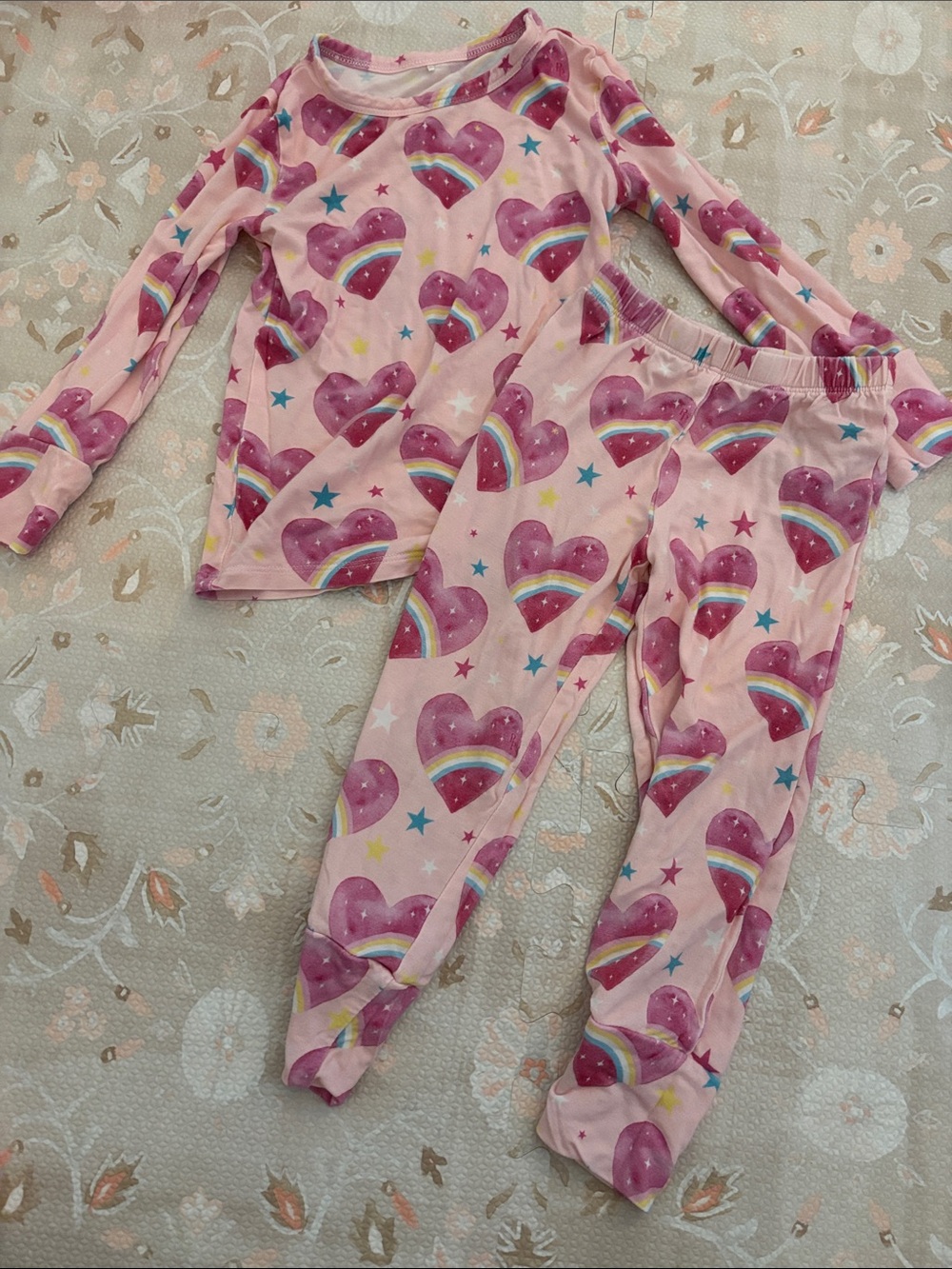Posh Peanut Rainbow Hearts Pajamas 2T